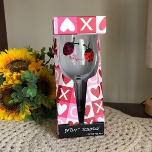 Betsey Johnson Red and Black Ladybug Wine Glass